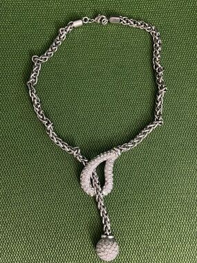 Elegant Silver Crystal Loop Pendant Necklace plus Heart Necklace - Women Jewelry